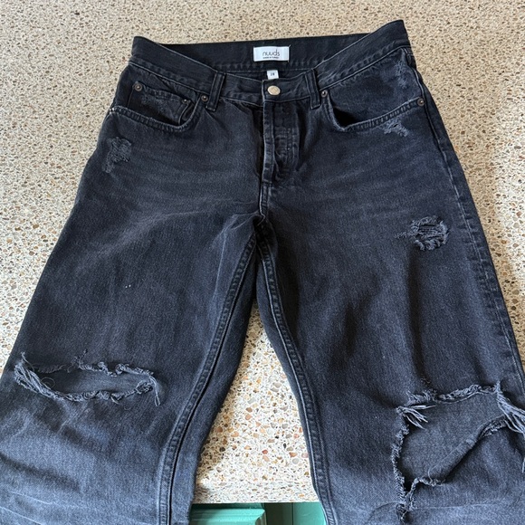 nuuds Denim - nuuds Women's High Rise Charcoal Distressed Jeans